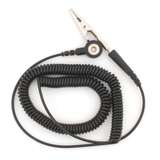 Grounding Cord Only, Coiled, 6 ft Over-All Length, with 1/4"-7mm Snap, Black redirect to product page